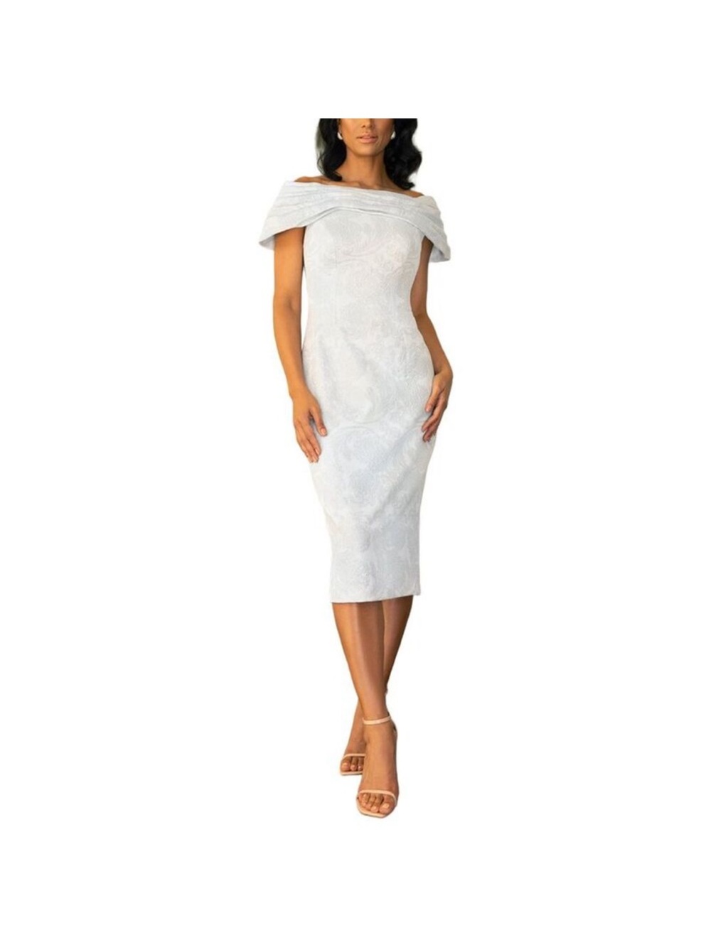Terani Couture Women's Off-the-Shoulder Jacquard Midi Dress